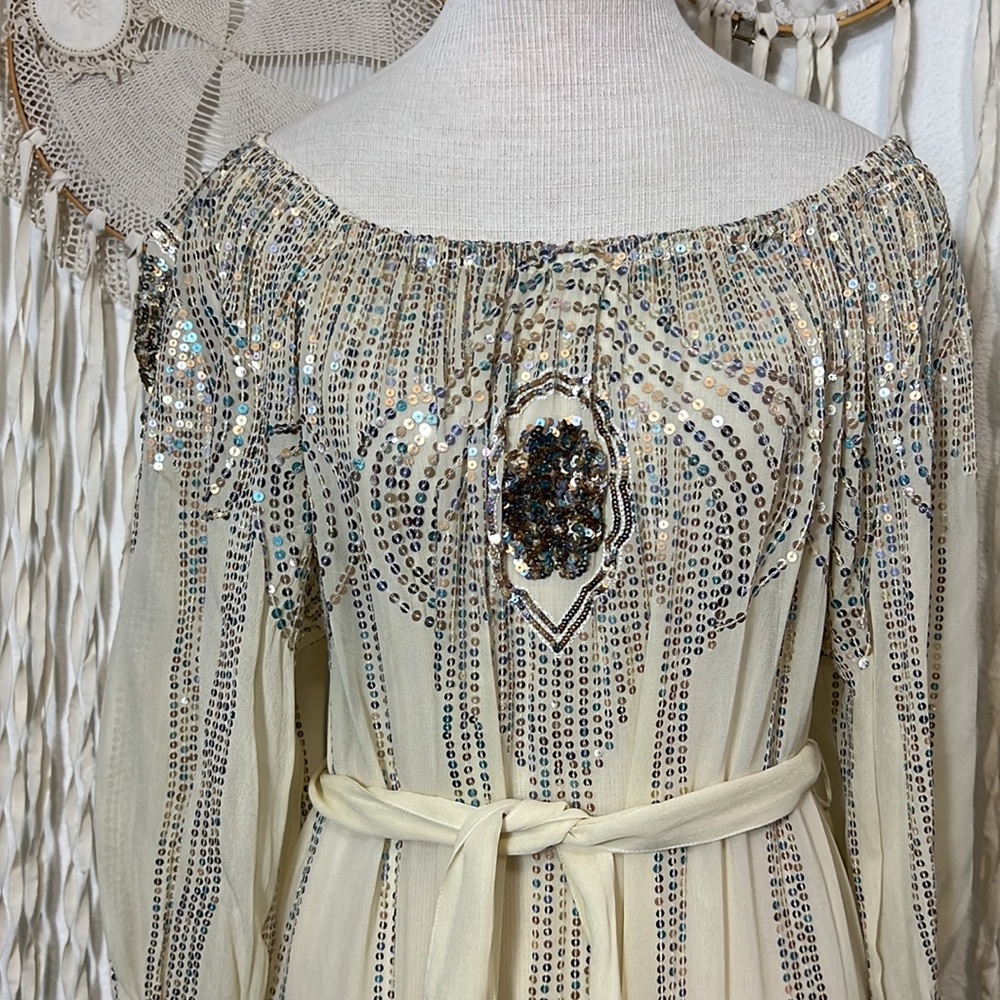SOLD Jen’s Pirate Booty NWOT Off the Shoulder Beaded Dress Size S/M - Picture 2 of 8